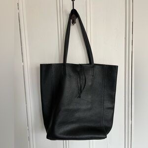 Elegant Black Leather Tote Bag